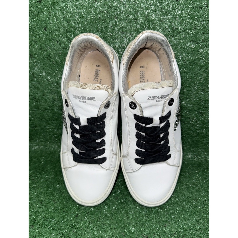 ZADIG & VOLTAIRE ZV1747 Low-Top Glittery Sparkle Sneakers Womens Size 8 US 39 EU - Picture 7 of 10